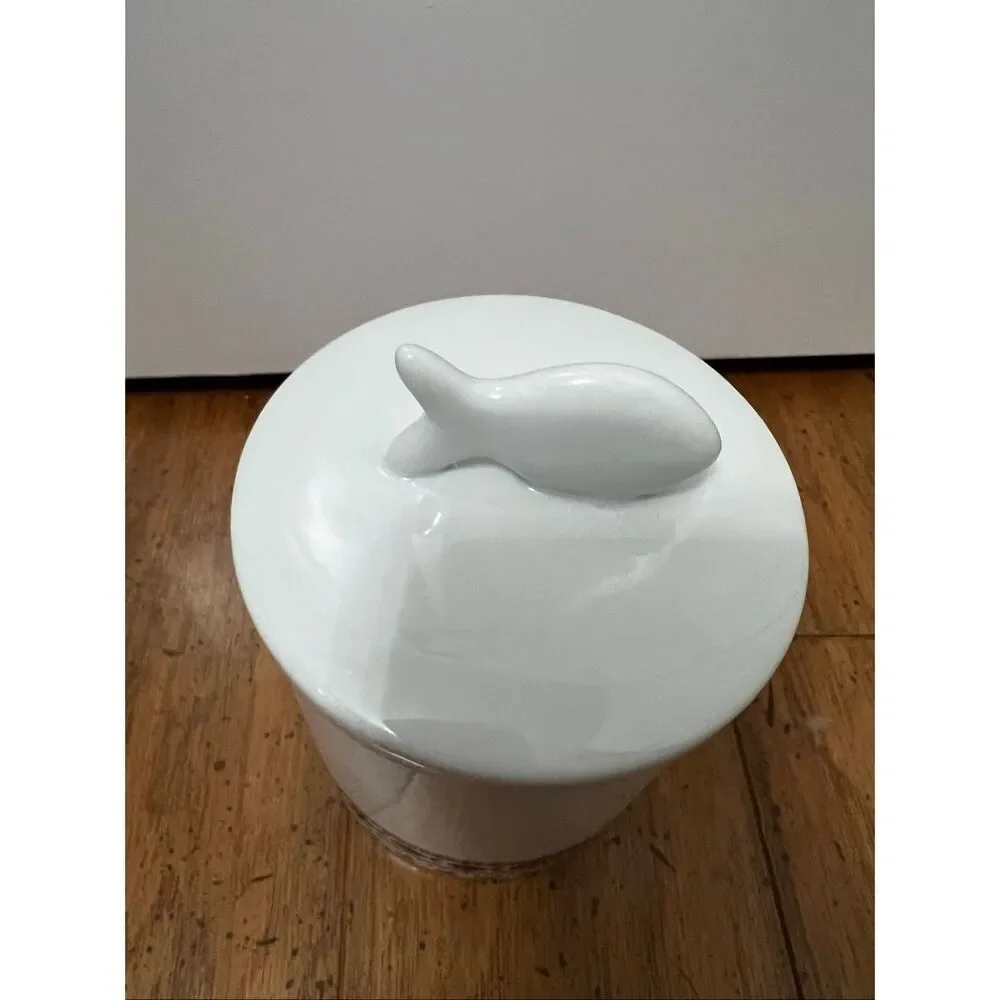 Crate & Barrel ceramic cat treat canister